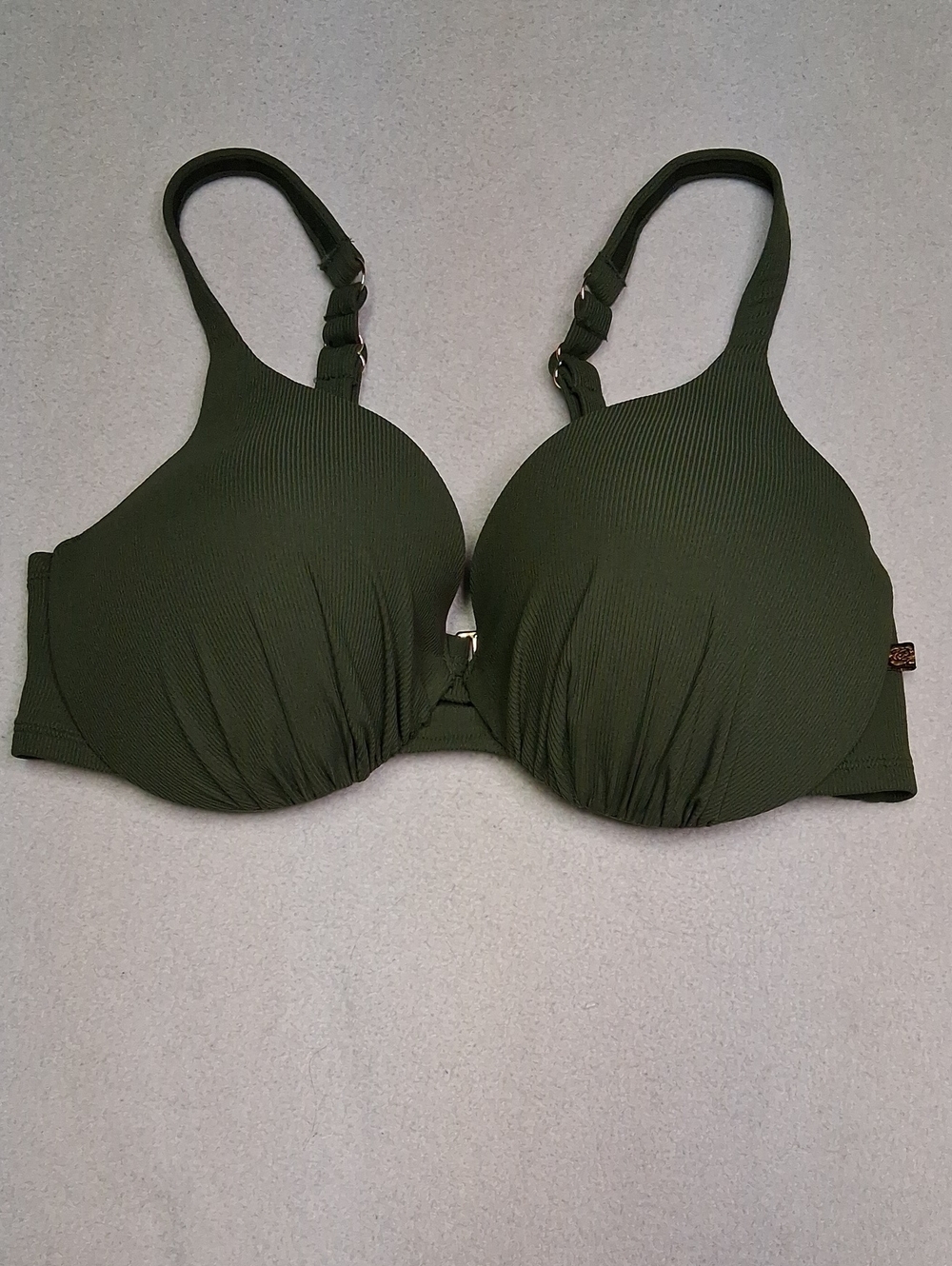 AQUA La Vie En Rose Olive Ribbed Padded Underwire Bra